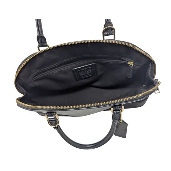 Coach Charlie Black Leather Dome Satchel Bag Gold Hardware 13.5x9.5x4.75 - Picture 6 of 6